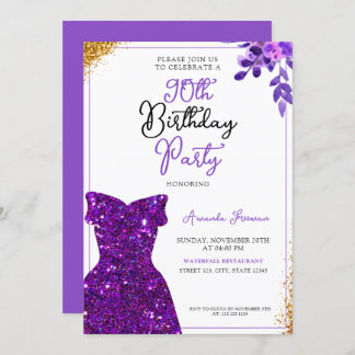 Aquarellblumen 90. Geburtstag Einladung