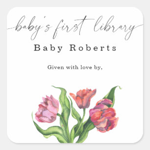 Aquarellblumen - Baby's erste Bibliothek Quadratischer Aufkleber