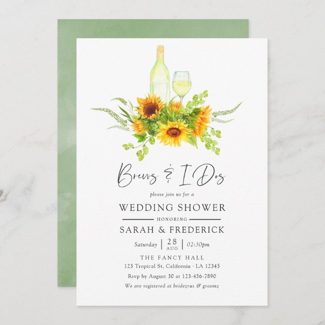 Aquarellblumen blühen vor dem I Do Einladung (Vorne/Hinten)