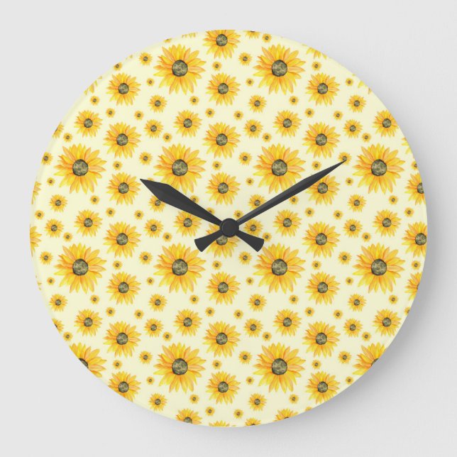 Aquarellblumen Blumenmuster Große Wanduhr (Vorderseite)