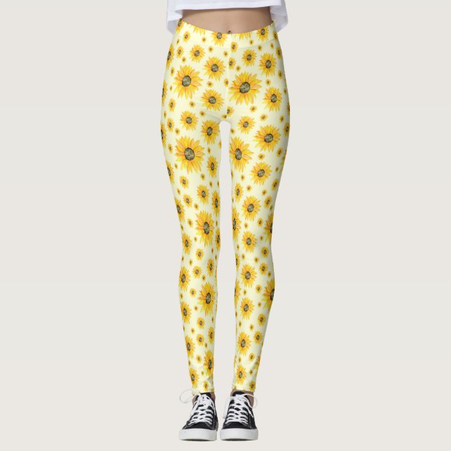 Aquarellblumen Blumenmuster Leggings (Vorderseite)