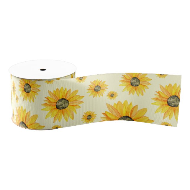 Aquarellblumen Blumenmuster Ripsband (Spule)