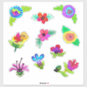 Aquarellblumen Boho-Stil Aufkleber