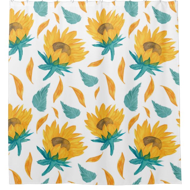 Aquarellblumen: Botanische Sommerkollektion Duschvorhang (Vorderseite)