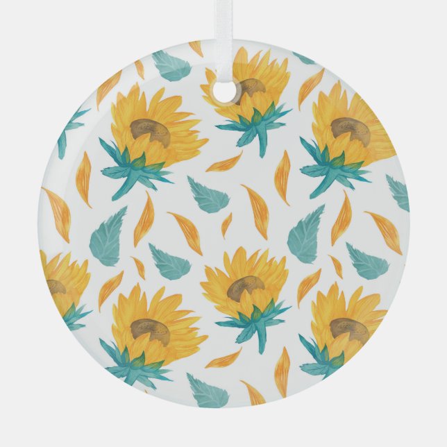 Aquarellblumen: Botanische Sommerkollektion Ornament Aus Glas (Vorderseite)