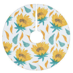Aquarellblumen: Botanische Sommerkollektion Polyester Weihnachtsbaumdecke