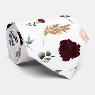 Aquarellblumen Burgunderrot Rosen Navy Krawatte