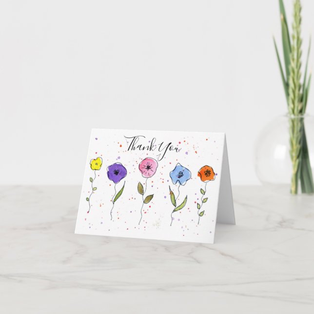 Aquarellblumen Dankeskarte (Vorderseite)