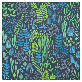 Aquarellblumen-Doodles dunkler Hintergrund Stoff