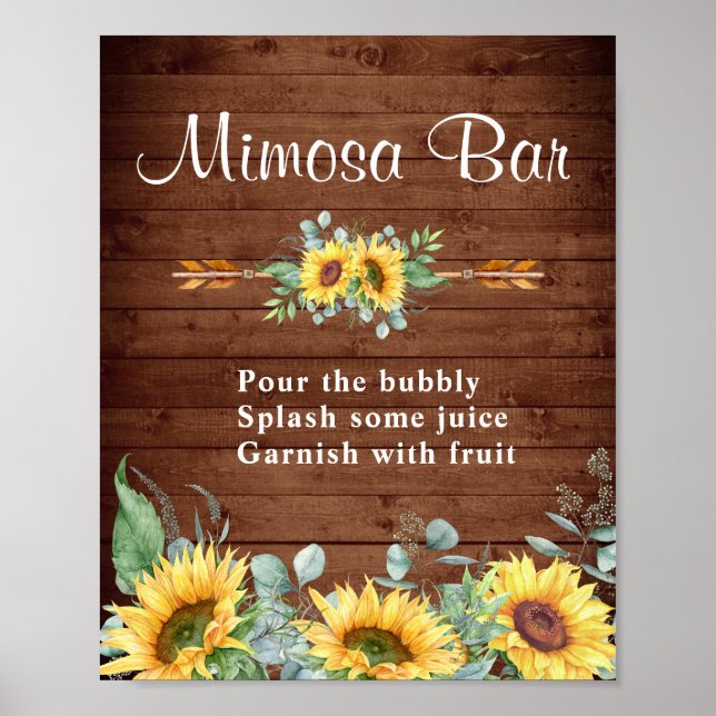 Aquarellblumen Eukalyptus Mimosa Bar Sign Poster (Vorne)