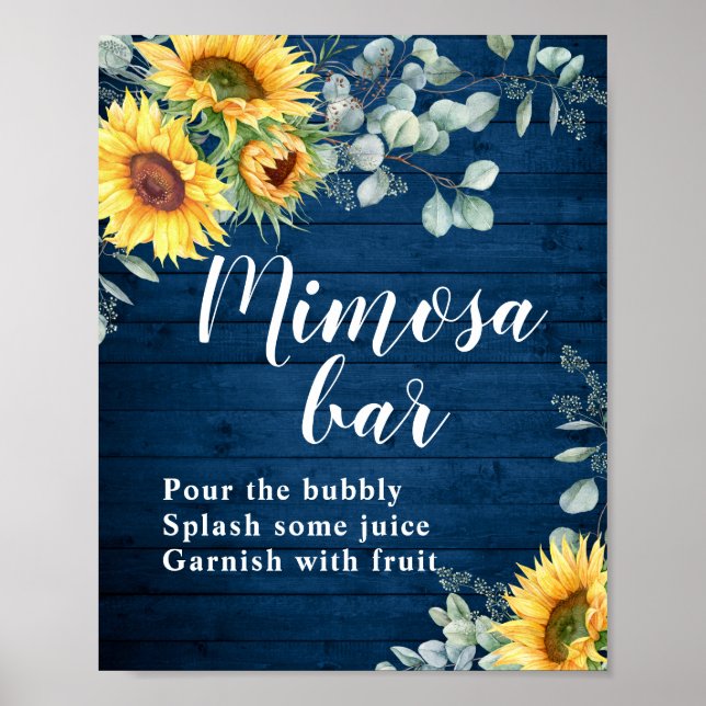Aquarellblumen Eukalyptus Mimosa Bar Sign Poster (Vorne)