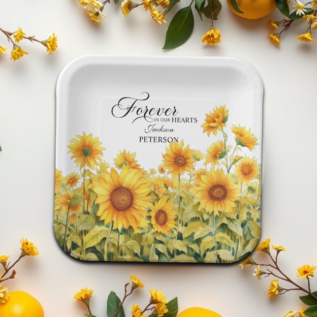 Aquarellblumen feiern Lebensbeerdigung Pappteller (Von Creator hochgeladen)