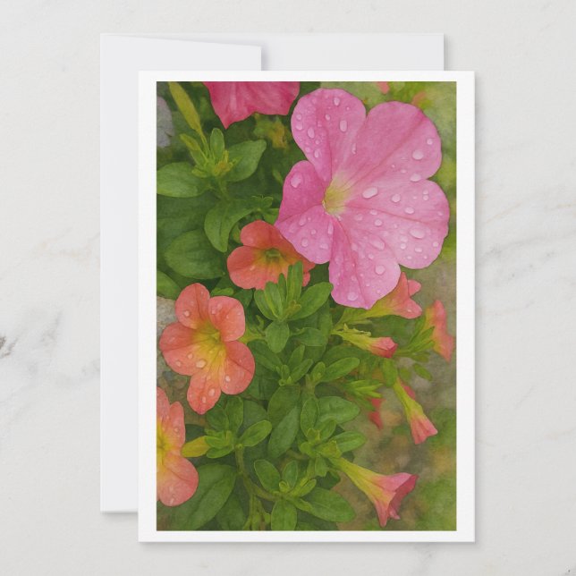 Aquarellblumen Feiertagskarte (Vorderseite)