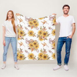 Aquarellblumen Fleecedecke