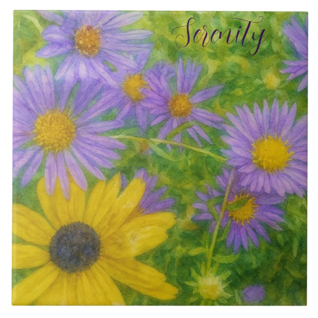 Aquarellblumen Fliese (Vorderseite)
