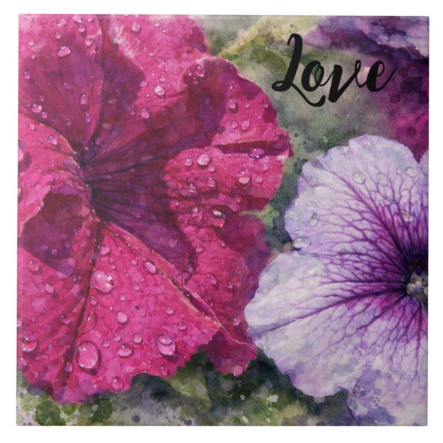 Aquarellblumen Fliese (Vorderseite)