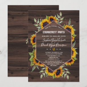 Aquarellblumen Geometrische Verlobung Holz Einladung