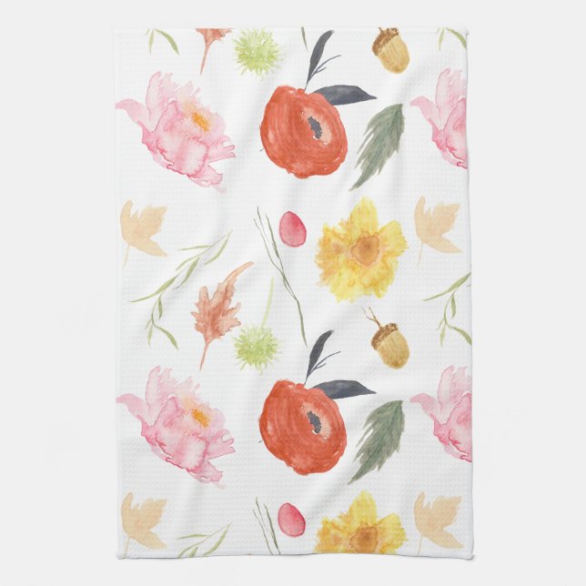 Aquarellblumen Geschirrtuch (Vertikal)