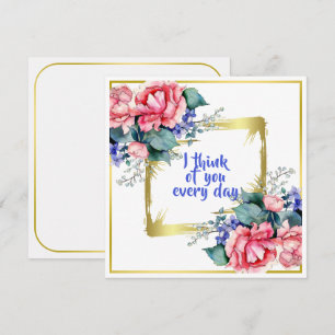 Aquarellblumen - Goldener Rahmen 10 + Ihr Text Mitteilungskarte