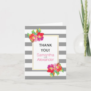Aquarellblumen grau weiße Hochzeit Danke