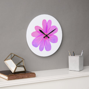Aquarellblumen  große wanduhr