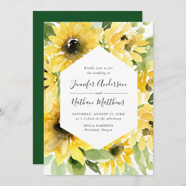 Aquarellblumen | Hochzeit Einladung (Vorne/Hinten)