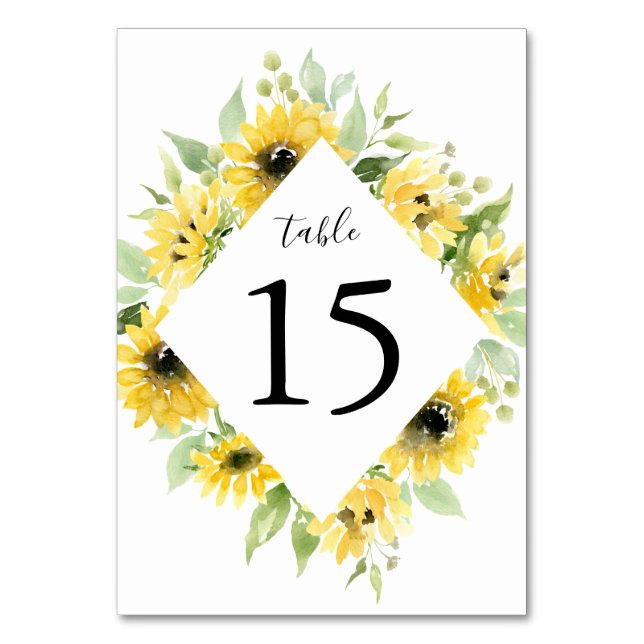 Aquarellblumen | Hochzeit Tischnummer (Vorderseite)