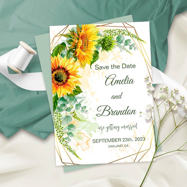 Aquarellblumen Imitate Goldfolie Save The Date (Von Creator hochgeladen)