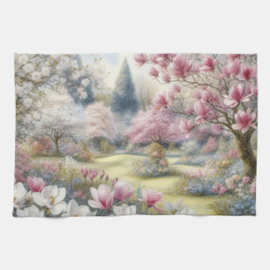 Aquarellblumen in sanften Pastellfarben  Geschirrtuch