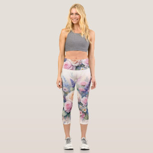 Aquarellblumen in zarten Pastellfarben Capri Leggings