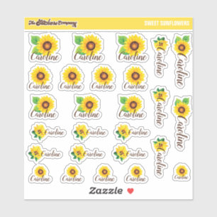 Aquarellblumen Individuelle Name Labels Schule