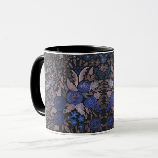 Aquarellblumen kleine Blume Rose Seefahrt braun l Tasse (Vorderseite Links)