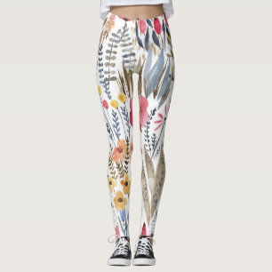 Aquarellblumen, lebendiges, nahtloses Patter Leggings