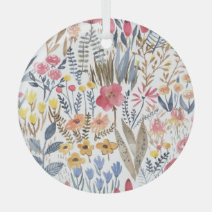 Aquarellblumen, lebendiges, nahtloses Patter Ornament Aus Glas
