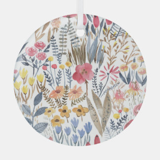 Aquarellblumen, lebendiges, nahtloses Patter Ornament Aus Glas