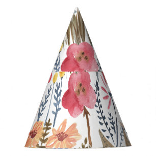 Aquarellblumen, lebendiges, nahtloses Patter Partyhütchen