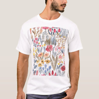Aquarellblumen, lebendiges, nahtloses Patter T-Shirt