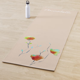 Aquarellblumen Name lebhafte energiereiche Kunst Yogamatte