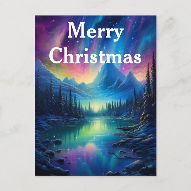 Aquarellblumen Nordlichtblumen Feiertagspostkarte (Vorderseite)