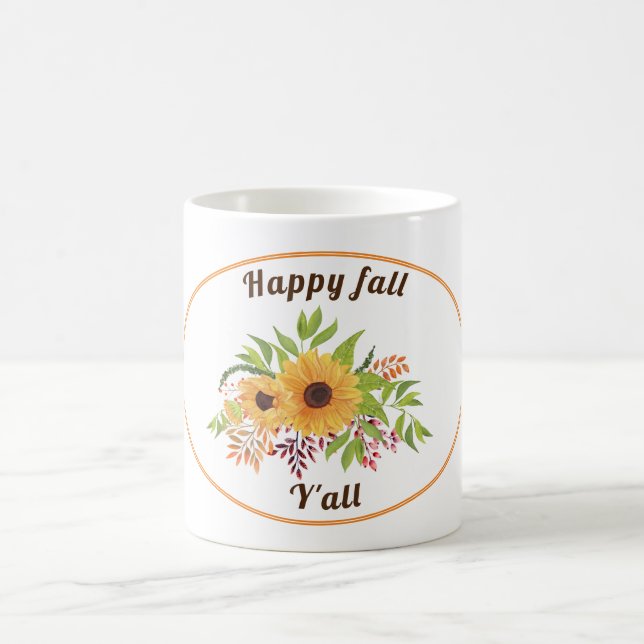 Aquarellblumen Orange Happy fall Y'all Kaffeetasse (Mittel)