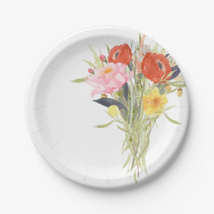 Aquarellblumen Pappteller