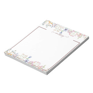 Aquarellblumen personalisiert notizblock
