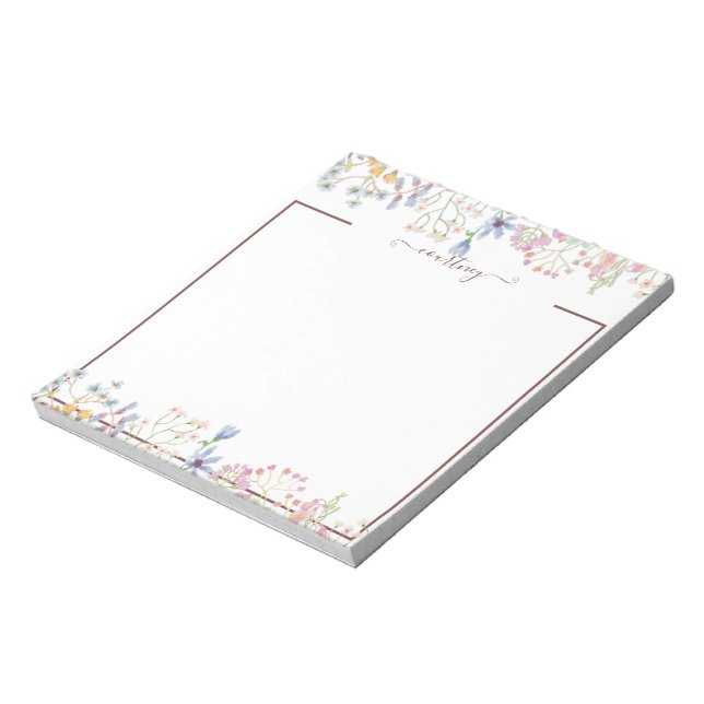 Aquarellblumen personalisiert notizblock (Rotiert)