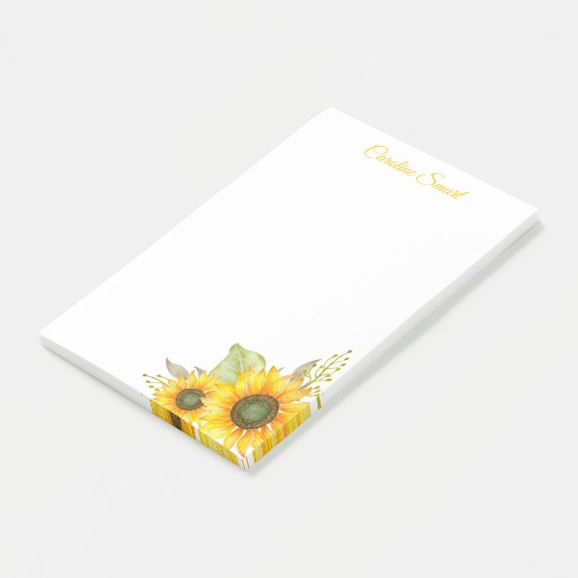 Aquarellblumen Personalisiert Stationery Post-it Klebezettel (angewinkelt)