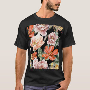 Aquarellblumen: Pfingstrose Rosenlilie T-Shirt