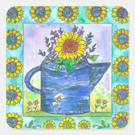 Aquarellblumen Quadratischer Aufkleber