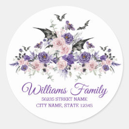 Aquarellblumen-Rose zwischen Adressetikett Runder Aufkleber