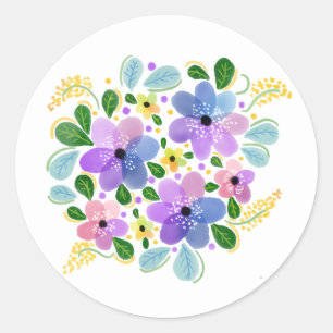 Aquarellblumen Runder Aufkleber