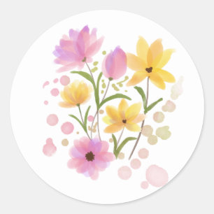 Aquarellblumen Runder Aufkleber