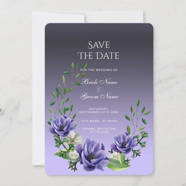 Aquarellblumen Save the Date (Vorderseite)